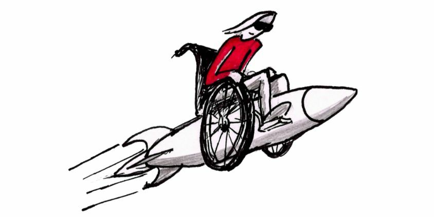 Illustration d'un fauteuil roulant surpuissant